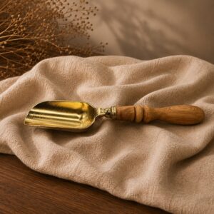 قاشق آجیل برنج دسته چوبی - متوسط